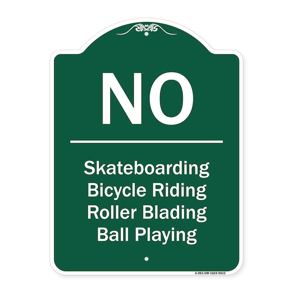 Signmission No Bicycle Riding Roller Blading Ball Playing Heavy-Gauge Aluminum Sign, 24" x 18", GW-1824-9832 A-DES-GW-1824-9832 - main